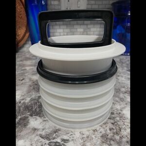 Tupperware White and Black Hamberger Press Set